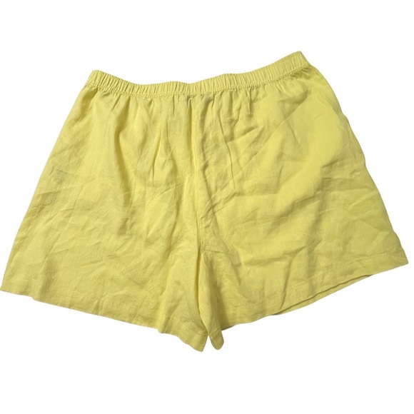 NWT DKNY Linen Blend High Rise Easy Shorts Yellow XL - Picture 2 of 8